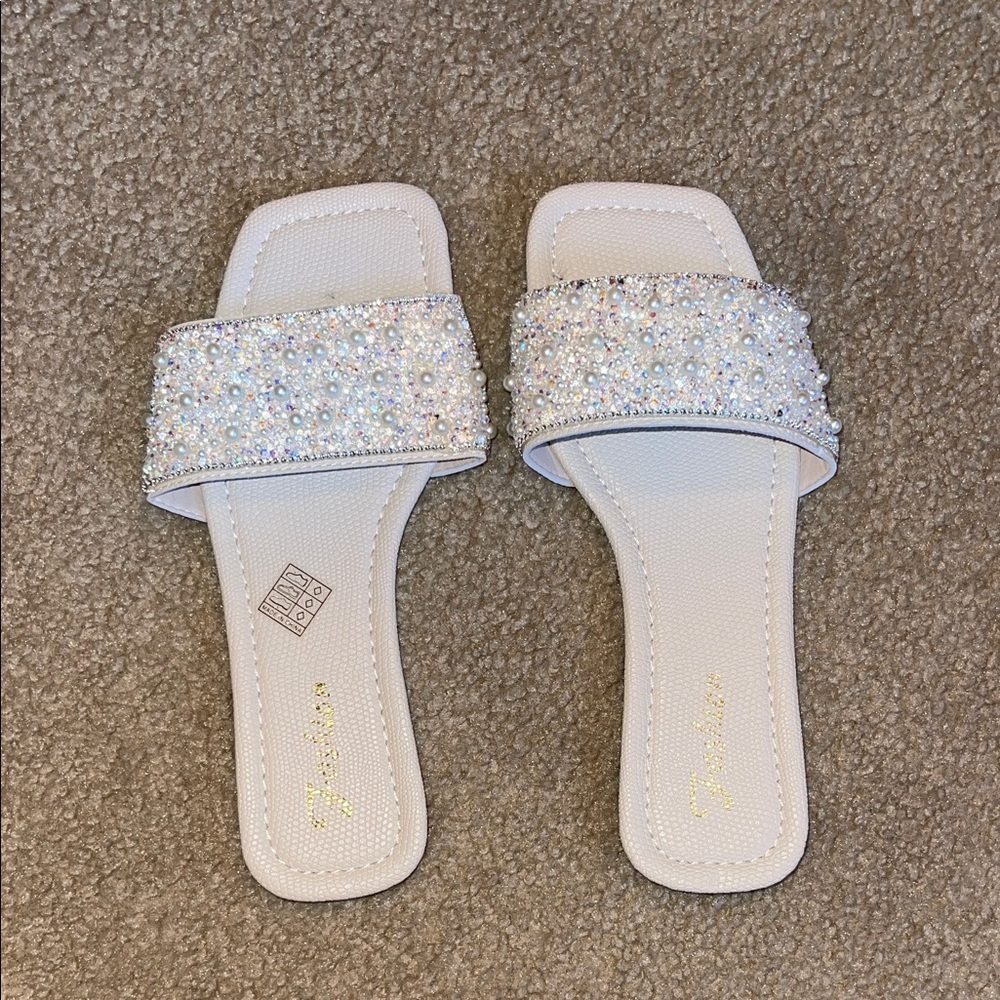 SHEIN White Embellished Sandals
